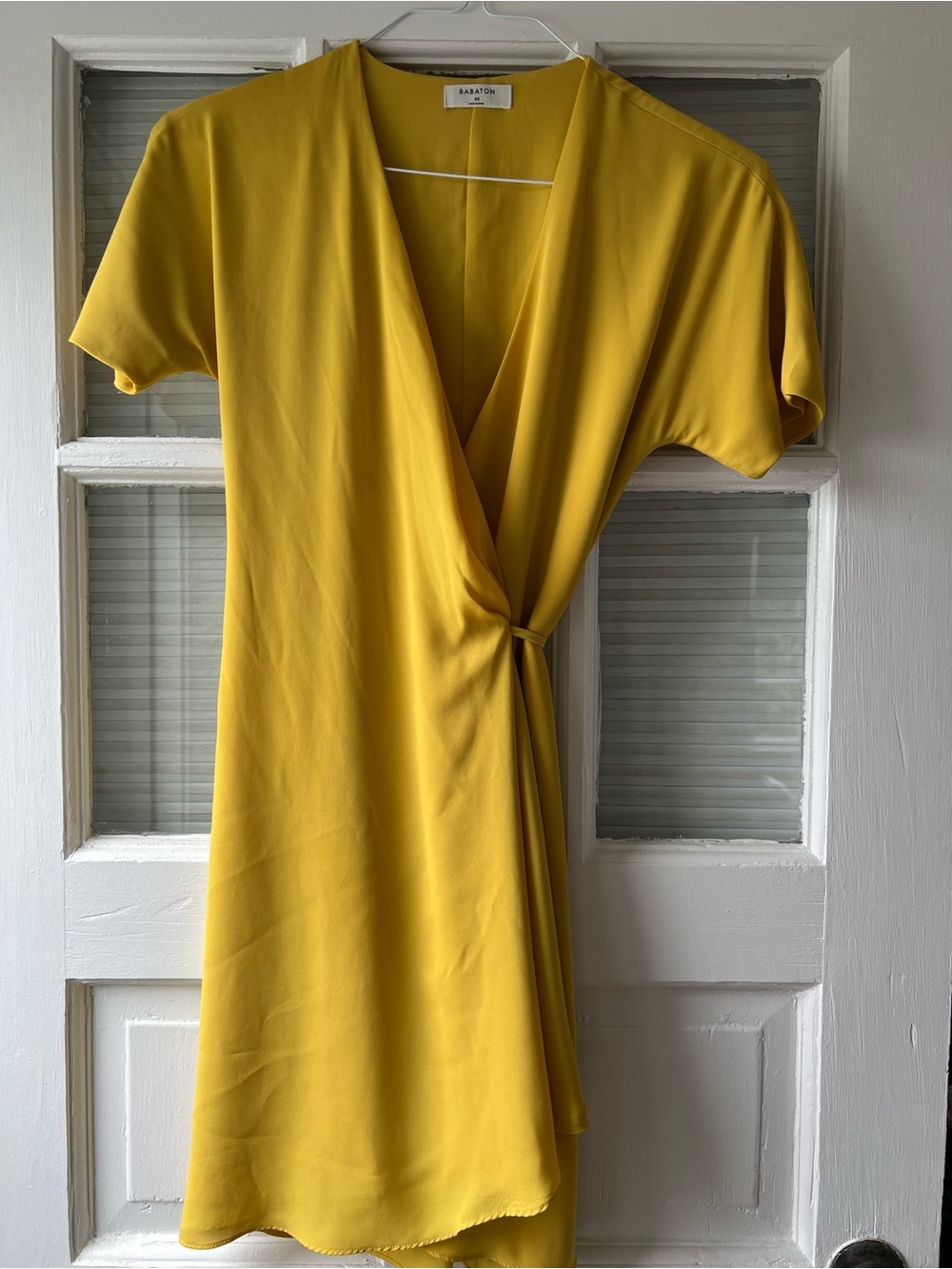 Babaton Mustard Yellow Wrap Dress